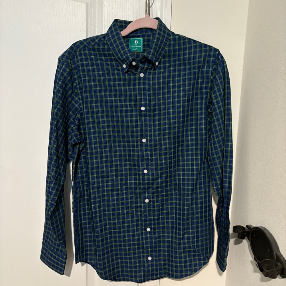 Brooks Brothers Green and Blue Casual Button Down Shirt NEW WITHOUT TAGS